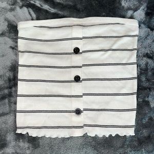 5/$25!!  White with Black stripe cotton tube top.